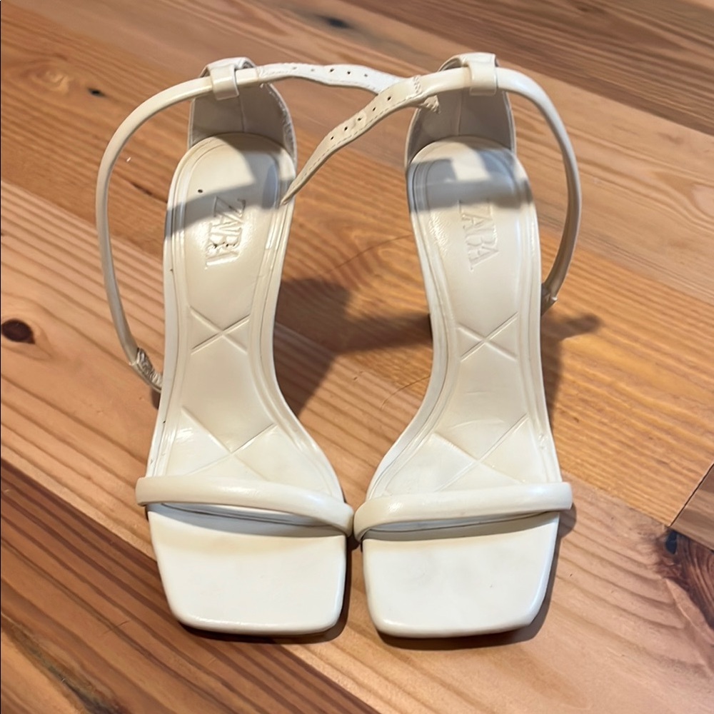 Zara White Heeled Sandals